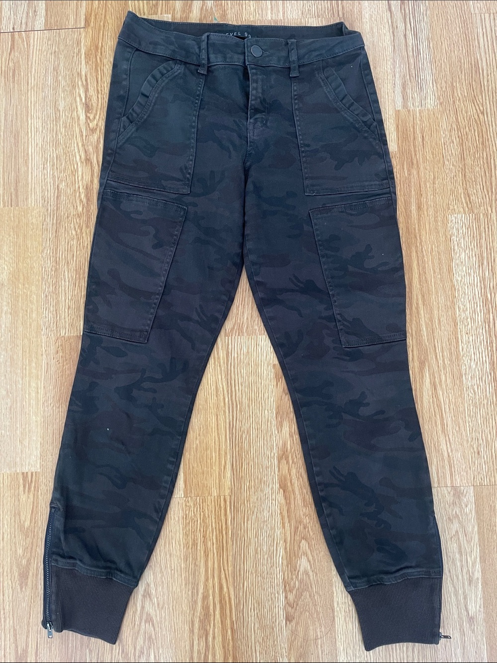 Level 99- Black Camouflage Cargo Jogger Pants